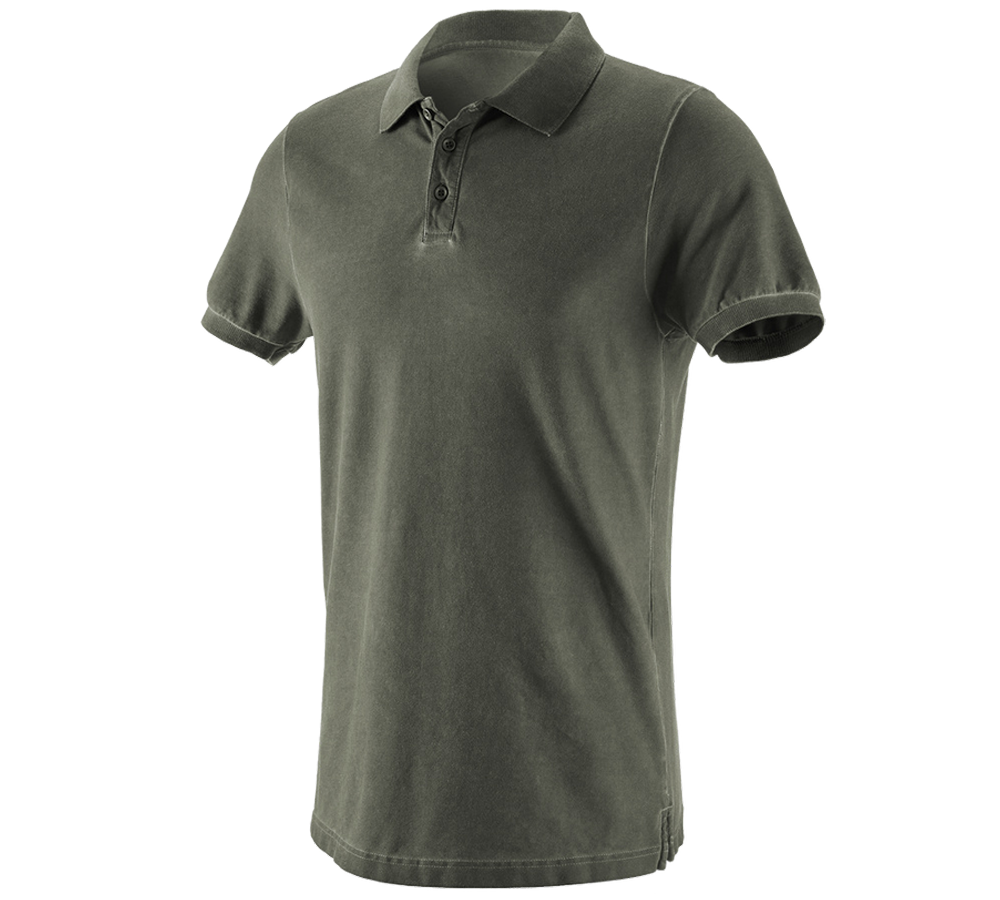 Snickare: e.s. Polo-Shirt vintage cotton stretch + kamouflagegrön vintage