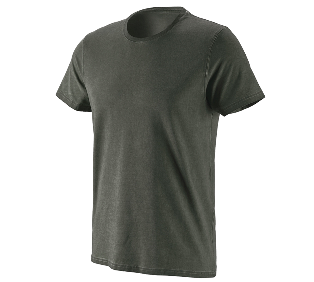 Överdelar: e.s. T-Shirt vintage cotton stretch + camouflage grön vintage