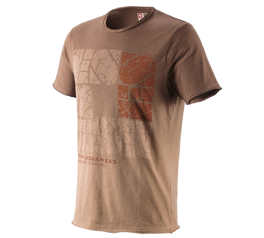 Överdelar: e.s. T-Shirt denim workwear + ljusbrun vintage