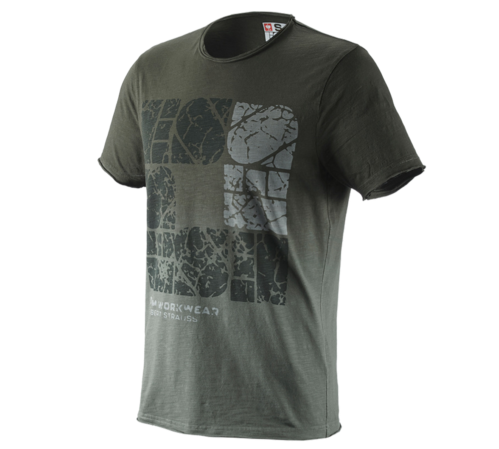 Överdelar: e.s. T-Shirt denim workwear + camouflage grön vintage