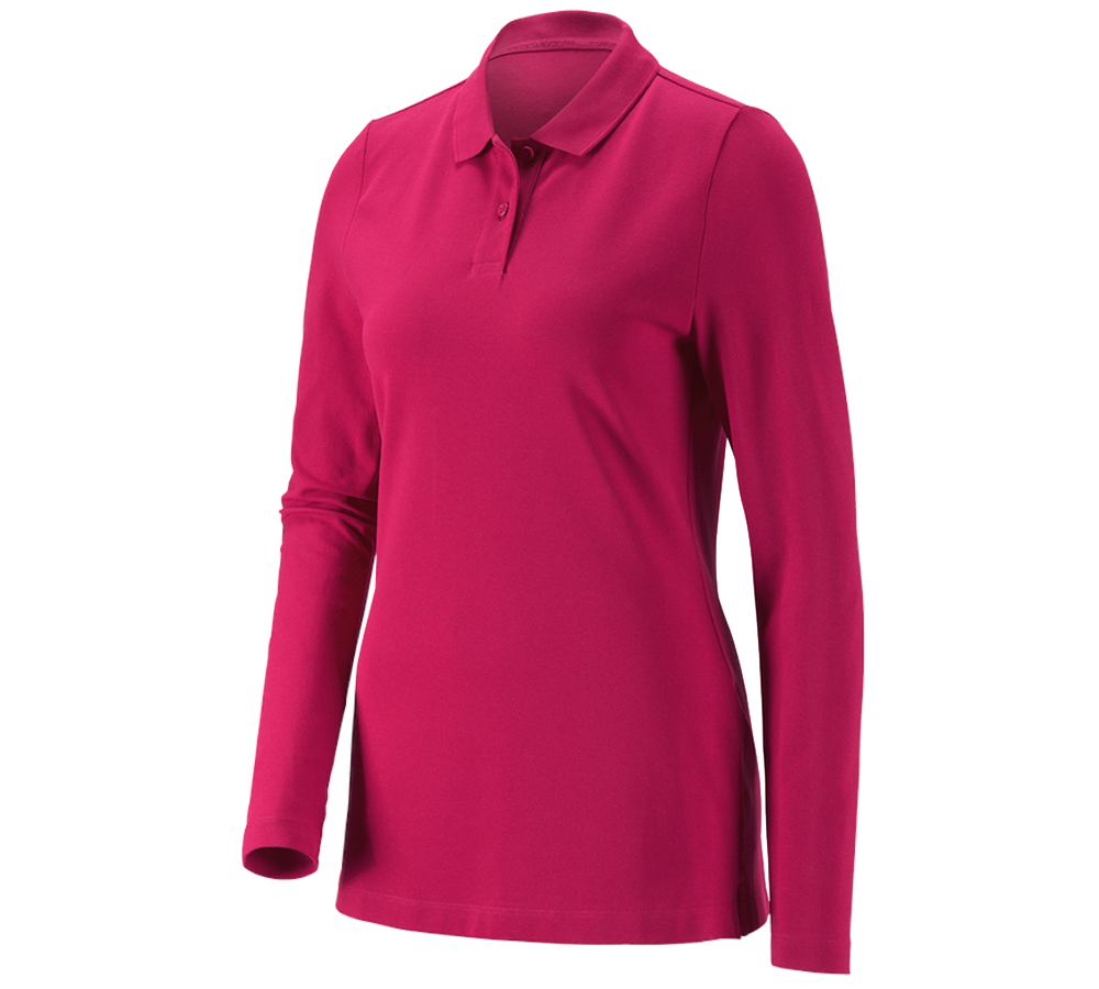 Shirts, Pullover & more: e.s. Pique-Polo longsleeve cotton stretch,ladies' + berry