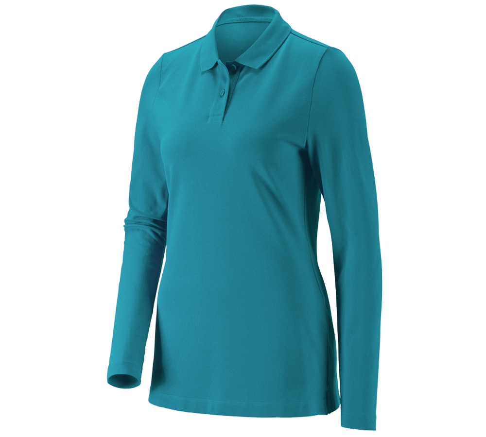Shirts, Pullover & more: e.s. Pique-Polo longsleeve cotton stretch,ladies' + ocean
