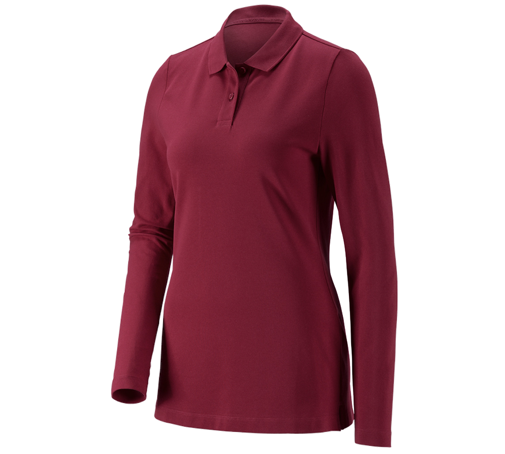 Shirts, Pullover & more: e.s. Pique-Polo longsleeve cotton stretch,ladies' + bordeaux
