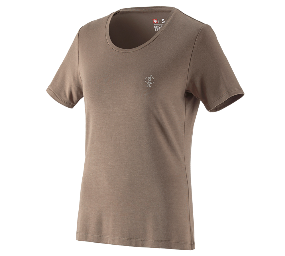 Överdelar: Modal-shirt e.s. ventura vintage, dam + umbrabrun