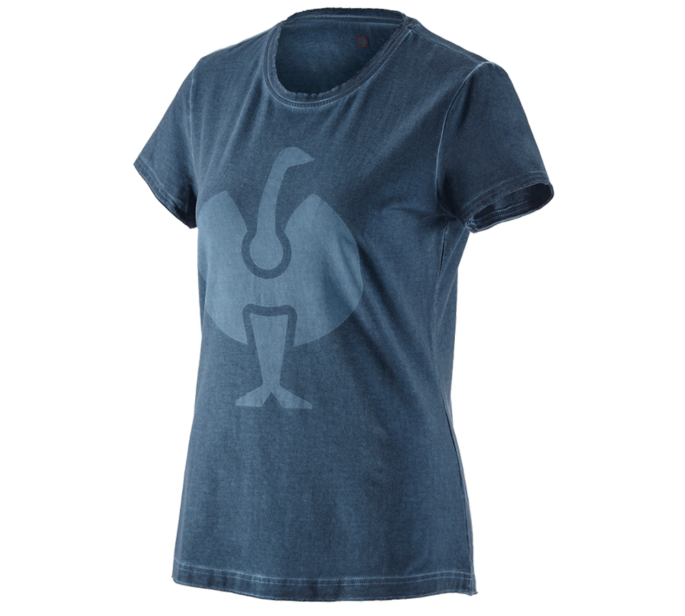 Överdelar: T-Shirt e.s.motion ten ostrich, dam + skifferblå vintage
