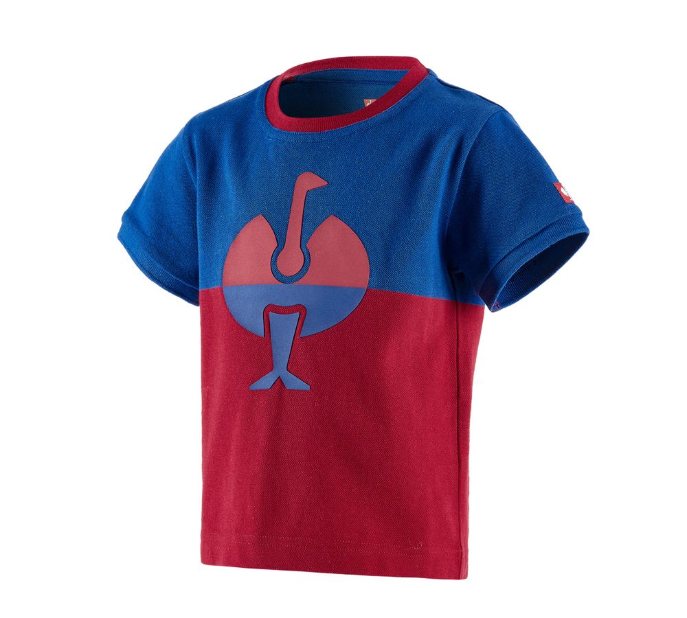 Överdelar: e.s. Pique-Shirt colourblock, barn + kornblå/eldröd