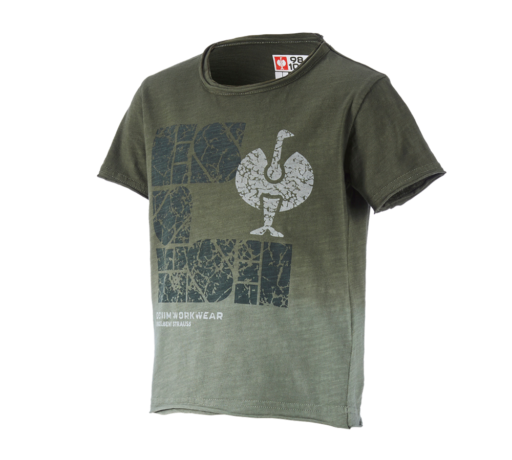 Överdelar: e.s. T-Shirt denim workwear, barn + kamouflagegrön vintage