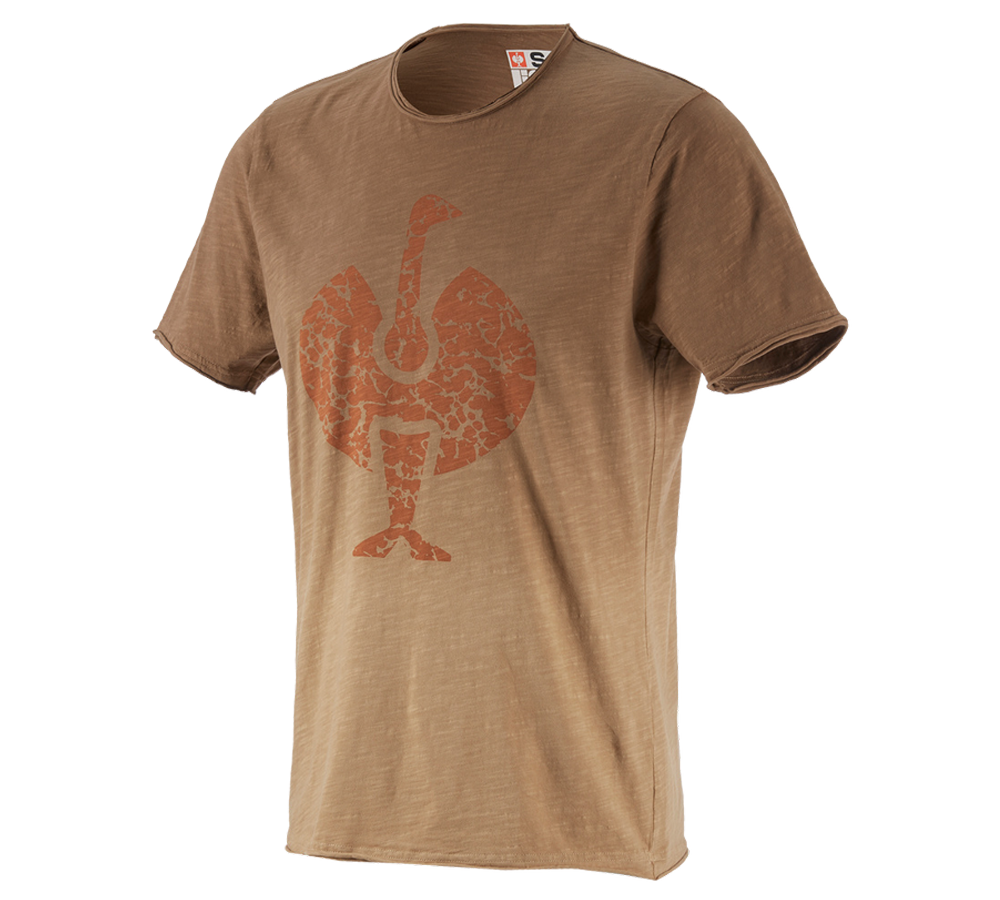 Överdelar: e.s. T-Shirt workwear ostrich + ljusbrun vintage