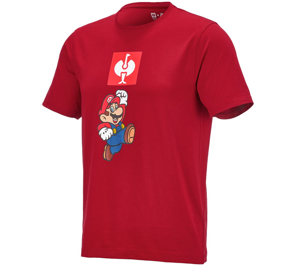 Överdelar: Super Mario t-shirt, herr + eldröd