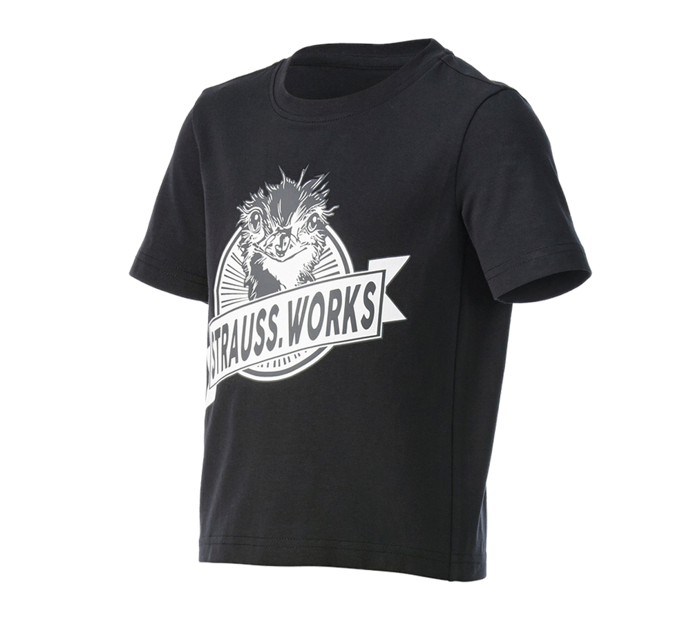 Kläder: e.s. t-shirt strauss works, barn + svart/vit
