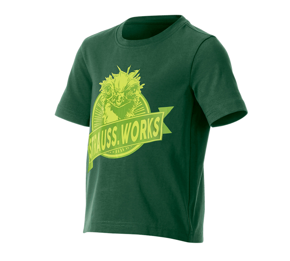 Kläder: e.s. t-shirt strauss works, barn + grön