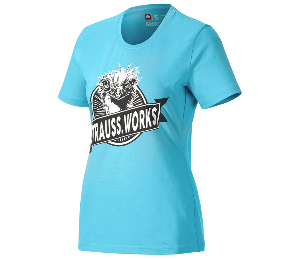 Överdelar: e.s. t-shirt strauss works, dam + lapisturkos