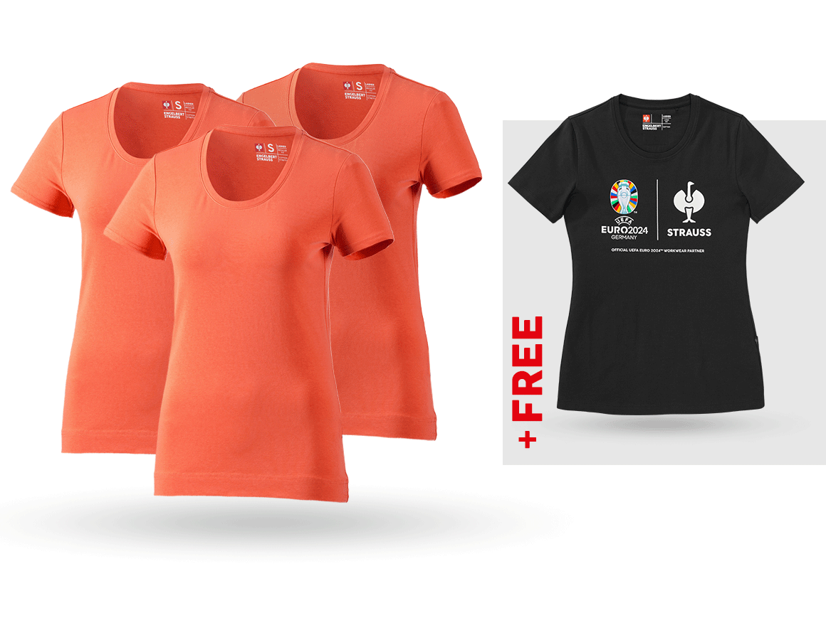 Clothing: SET: 3x women's T-Shirt cotton stretch + Shirt + nectarine