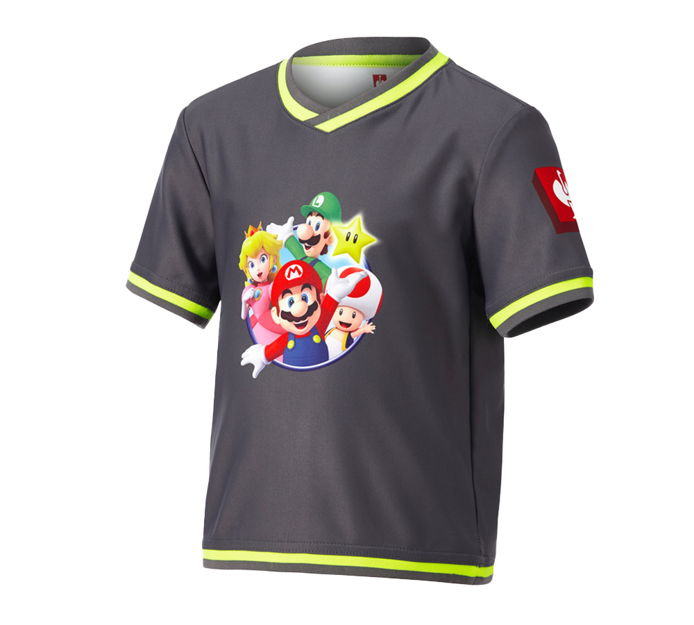 Samarbeten: Super Mario Funktions-t-shirt, barn + antracit