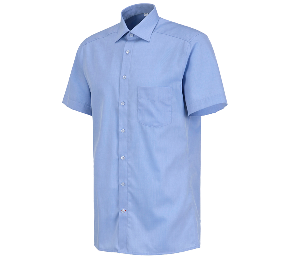 Teman: Kontorsskjorta e.s.comfort, kortärmad + ljusblå melange