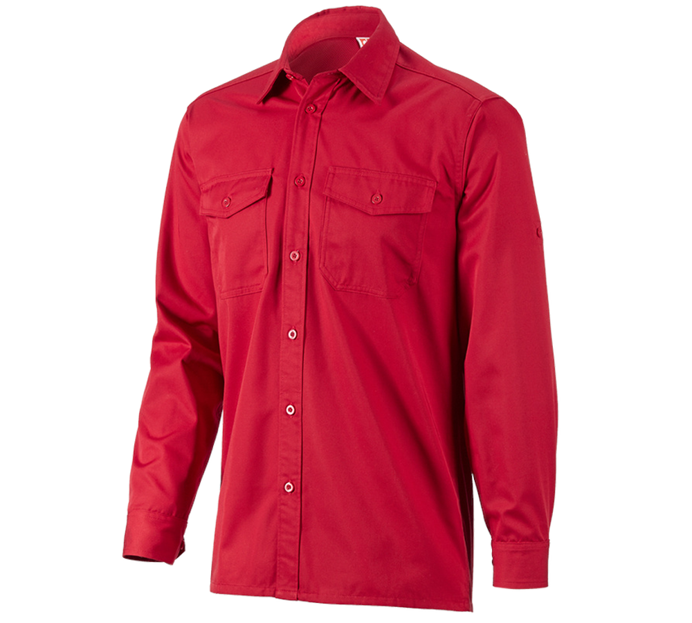 Teman: Arbetsskjorta e.s.classic, långärmad + röd