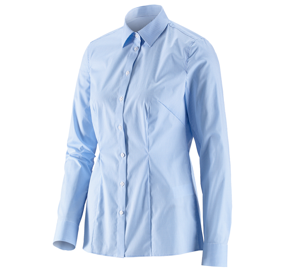 Shirts, Pullover & more: e.s. Business blouse cotton str. lad. regular fit + frostblue checked