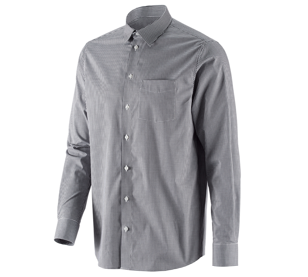 Överdelar: e.s. Kontorsskjorta cotton stretch, comfort fit + svart rutig