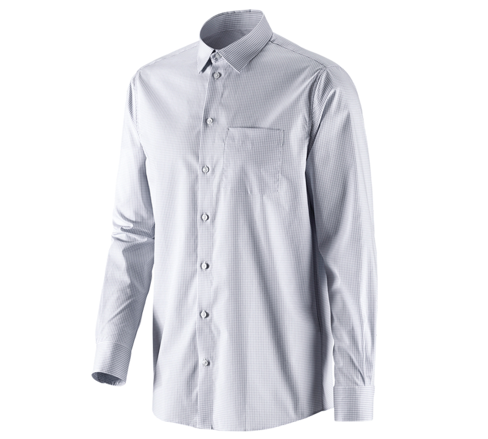 Överdelar: e.s. Kontorsskjorta cotton stretch, comfort fit + dimmgrå rutig