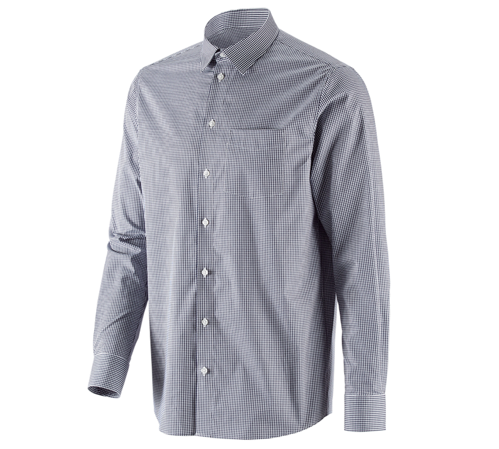 Överdelar: e.s. Kontorsskjorta cotton stretch, comfort fit + mörkblå rutig