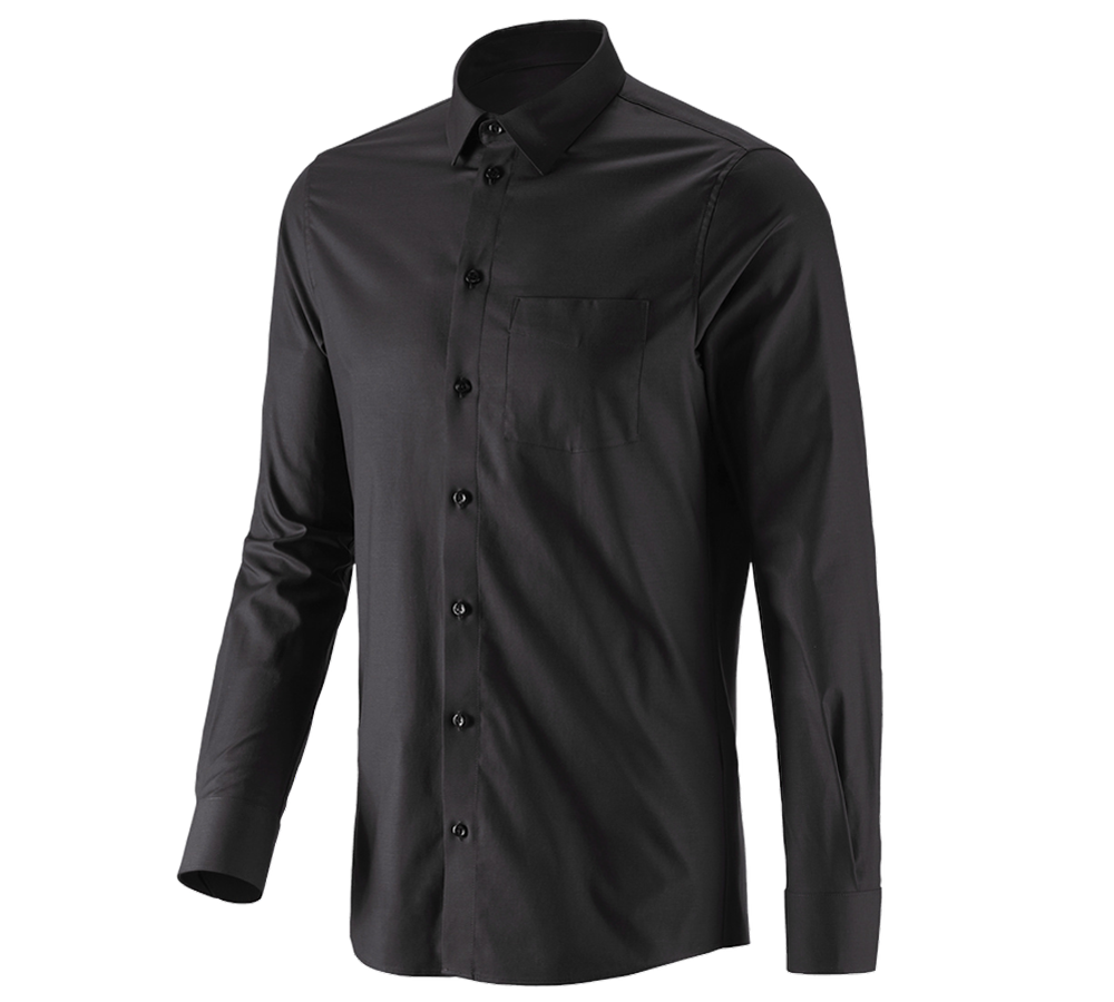 Överdelar: e.s. Kontorsskjorta cotton stretch, slim fit + svart