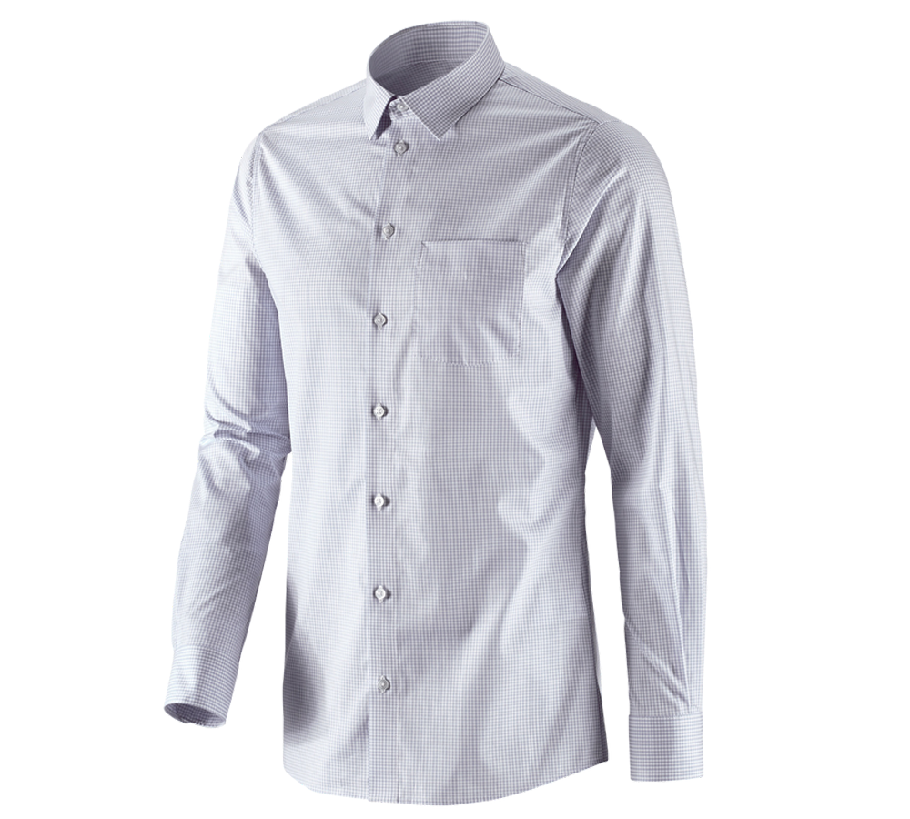 Överdelar: e.s. Kontorsskjorta cotton stretch, slim fit + dimmgrå rutig