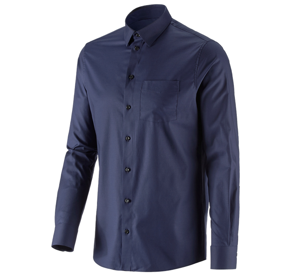 Teman: e.s. Kontorsskjorta cotton stretch, regular fit + mörkblå