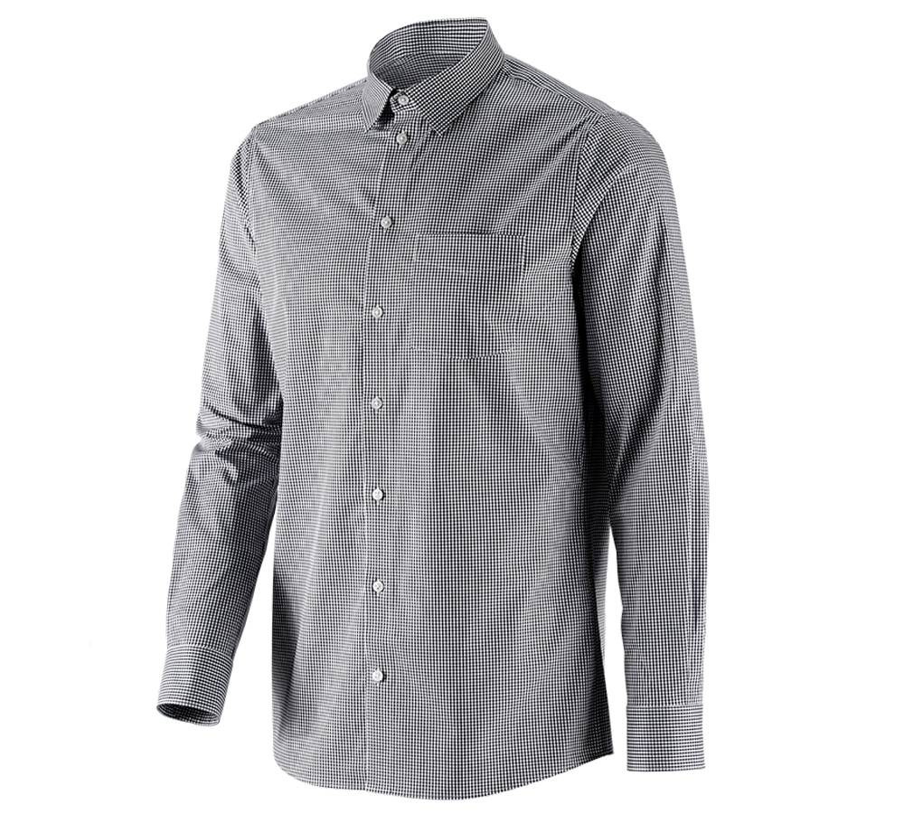 Teman: e.s. Kontorsskjorta cotton stretch, regular fit + svart rutig