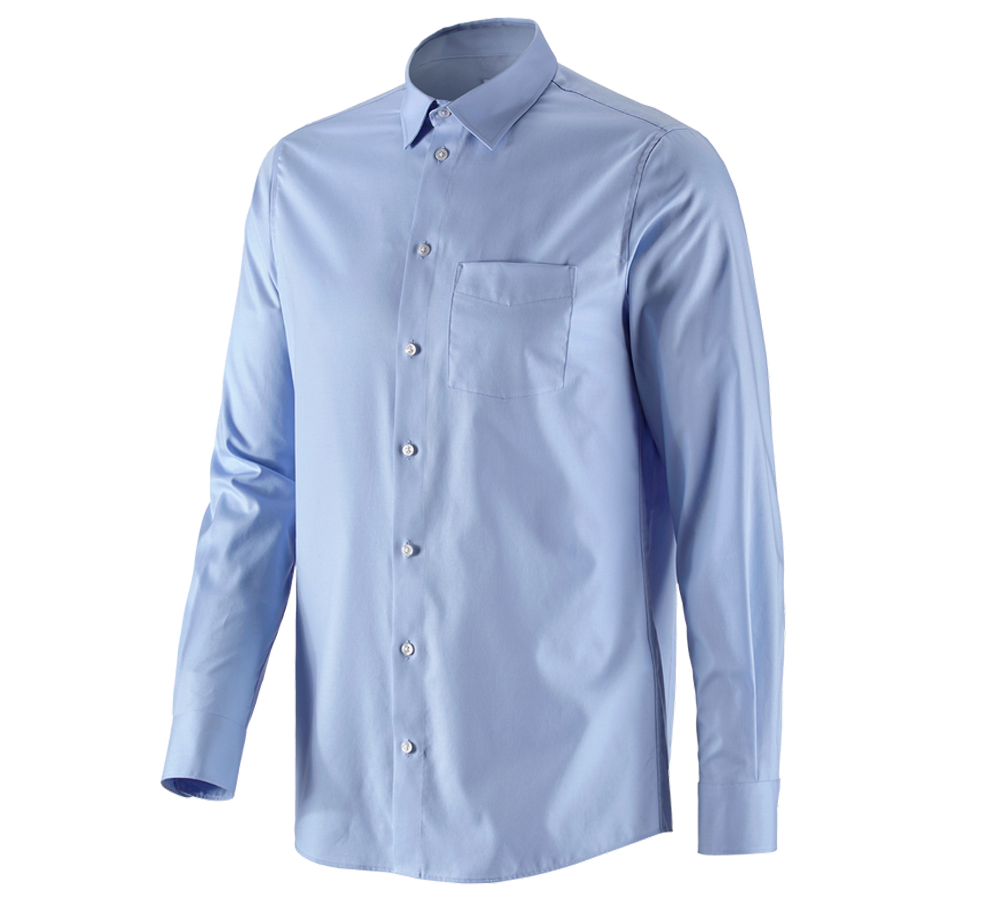 Teman: e.s. Kontorsskjorta cotton stretch, regular fit + frostblå