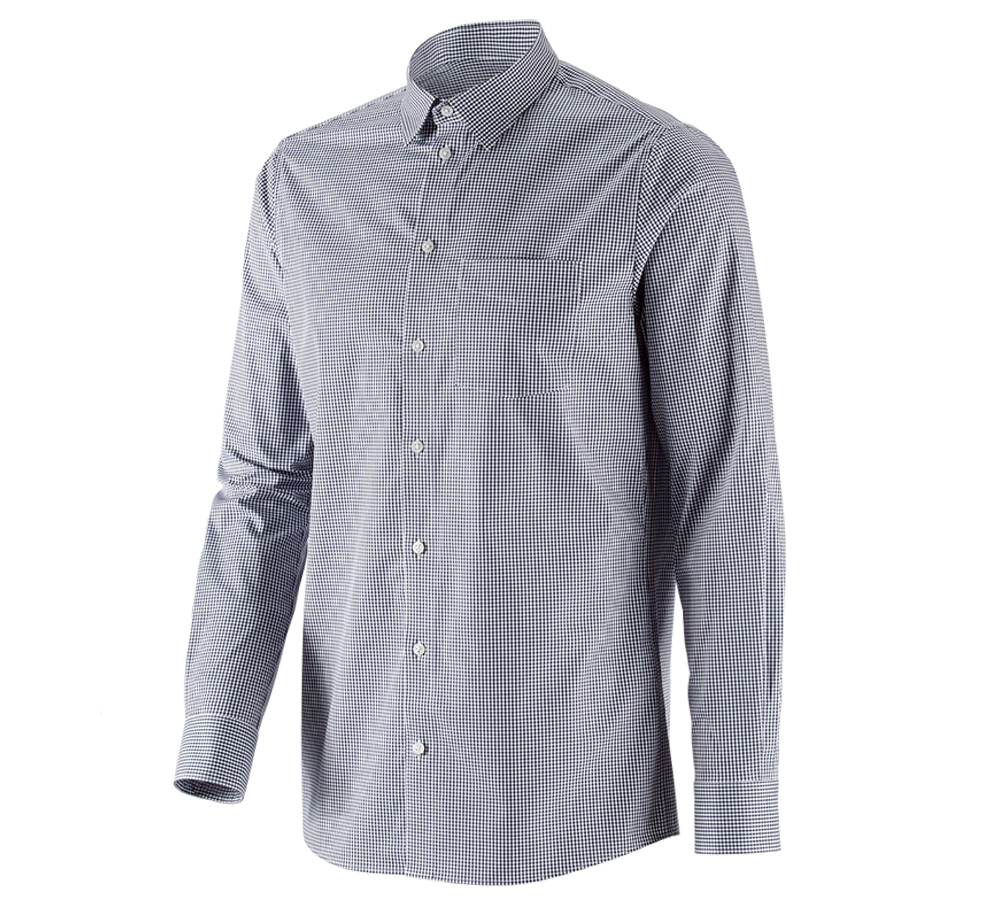 Överdelar: e.s. Kontorsskjorta cotton stretch, regular fit + mörkblå rutig