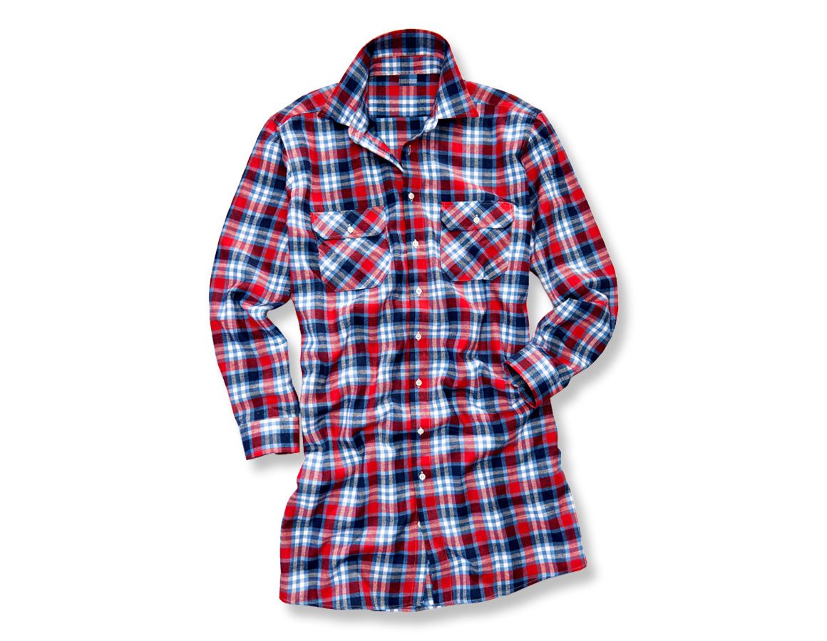 Överdelar: Bomullsskjorta Bergen, extra lång + röd/mörkblå/kobolt