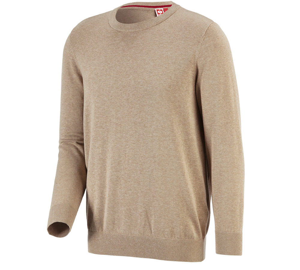 Topics: e.s. Knitted pullover, round neck + khaki melange