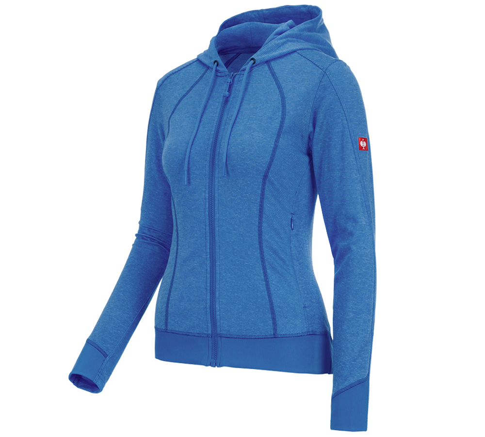 Work Jackets: e.s. Functional hooded jacket stripe, ladies' + gentian blue