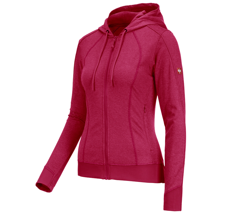 Topics: e.s. Functional hooded jacket stripe, ladies' + berry