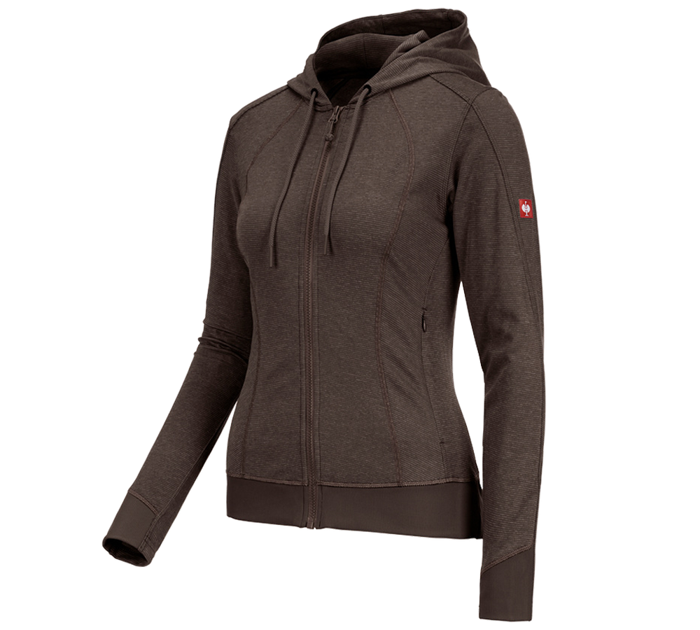 Work Jackets: e.s. Functional hooded jacket stripe, ladies' + chestnut