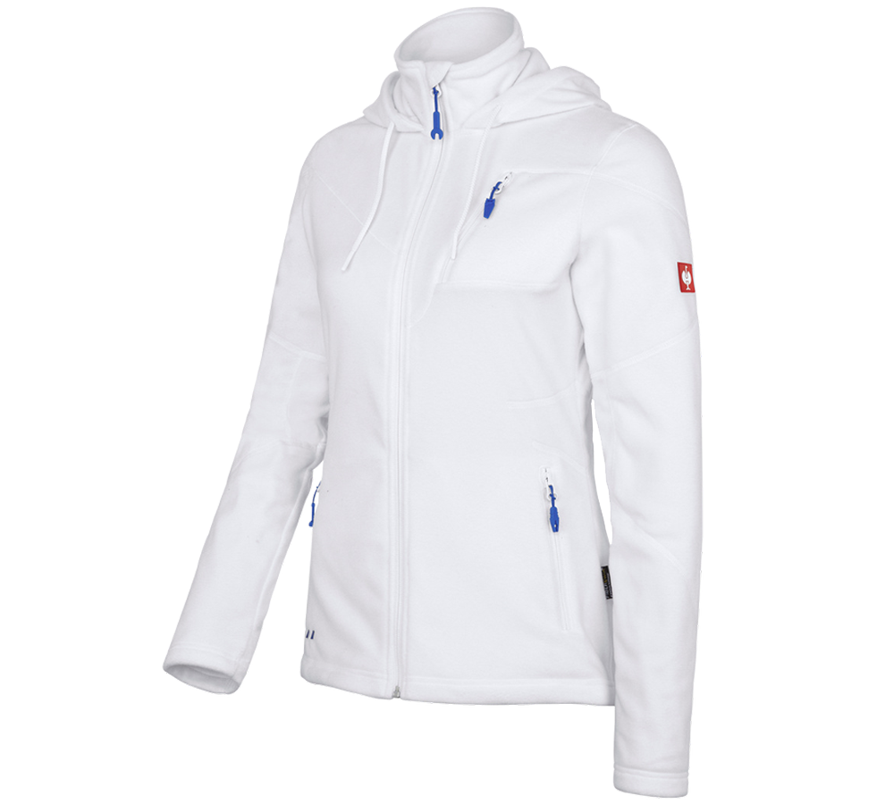 Work Jackets: Hooded fleece jacket e.s.motion 2020, ladies' + white