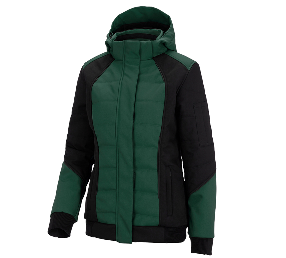 Plumbers / Installers: Winter softshell jacket e.s.vision, ladies' + green/black