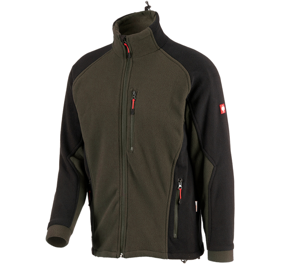 Work Jackets: Functional fleece jacket dryplexx® wind + olive/black