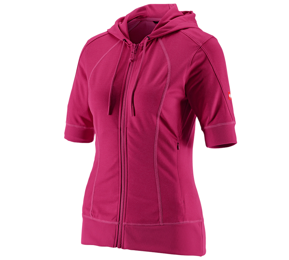 Topics: e.s.Funct. hooded jacket stripe 3/4-sleeve,ladies' + berry