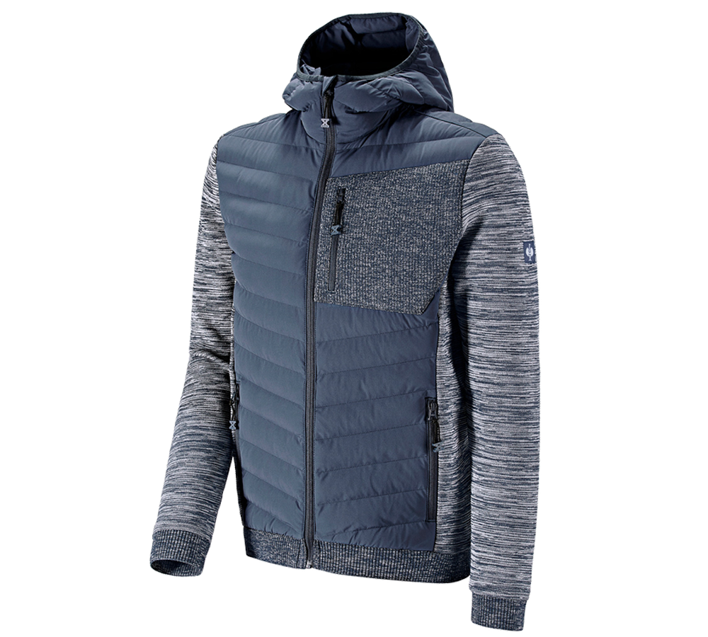 Gardening / Forestry / Farming: Hybrid hooded knitted jacket e.s.motion ten + slateblue melange