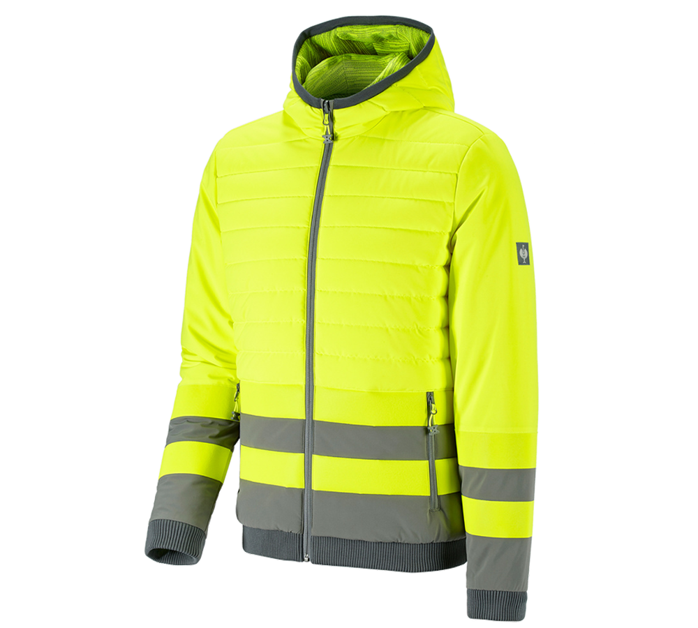 Work Jackets: High-vis reversible jacket e.s.motion ten + high-vis yellow/granite