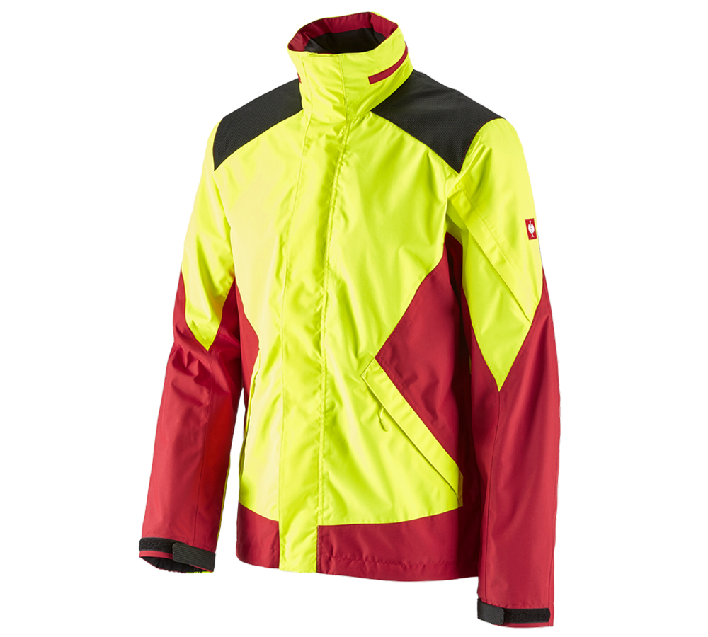 Gardening / Forestry / Farming: e.s. Forestry rain jacket + high-vis yellow/fiery red