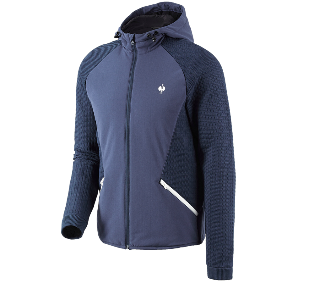 Topics: Hybrid hooded knitted jacket e.s.trail + deepblue/white