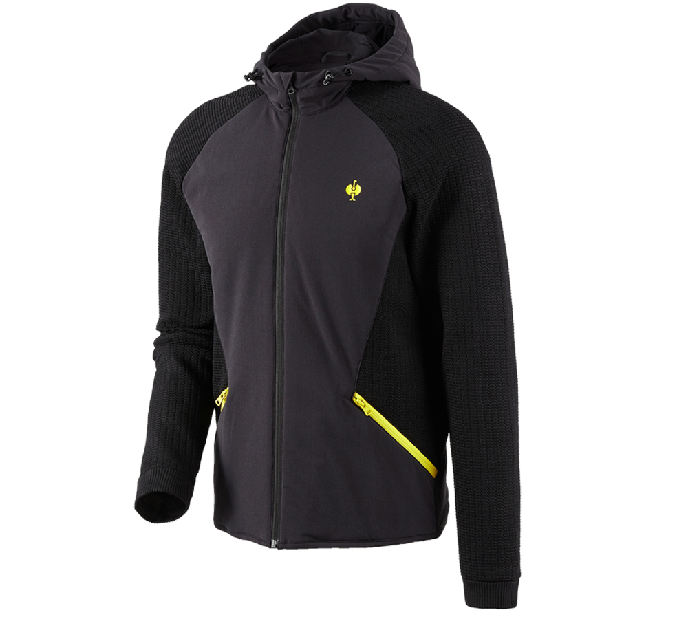 Topics: Hybrid hooded knitted jacket e.s.trail + black/acid yellow