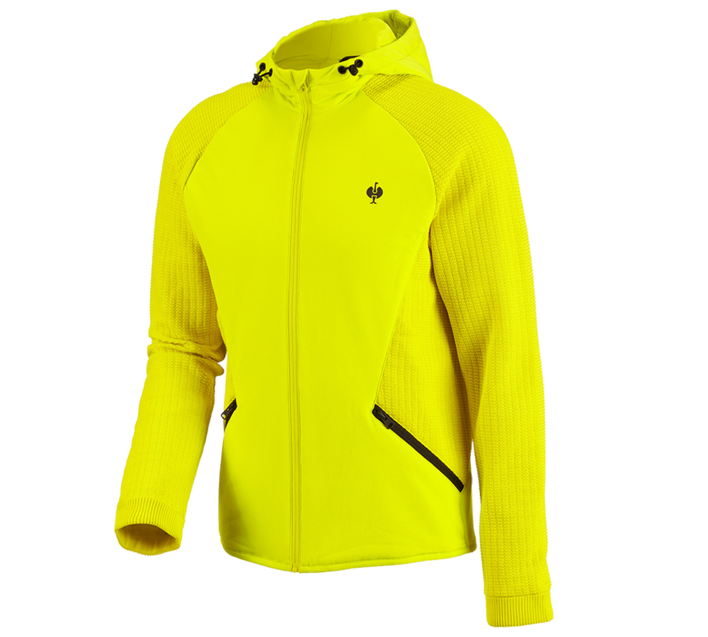 Topics: Hybrid hooded knitted jacket e.s.trail + acid yellow/black