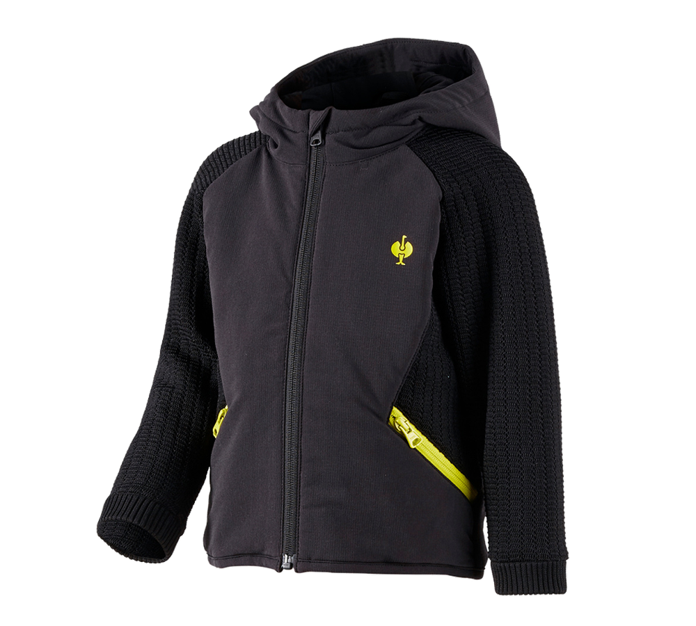 Topics: Hybrid hooded knitted jacket e.s.trail, children's + black/acid yellow