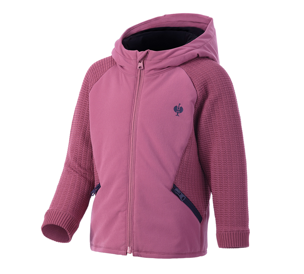 Jackets: Hybrid hooded knitted jacket e.s.trail, children's + tarapink/deepblue