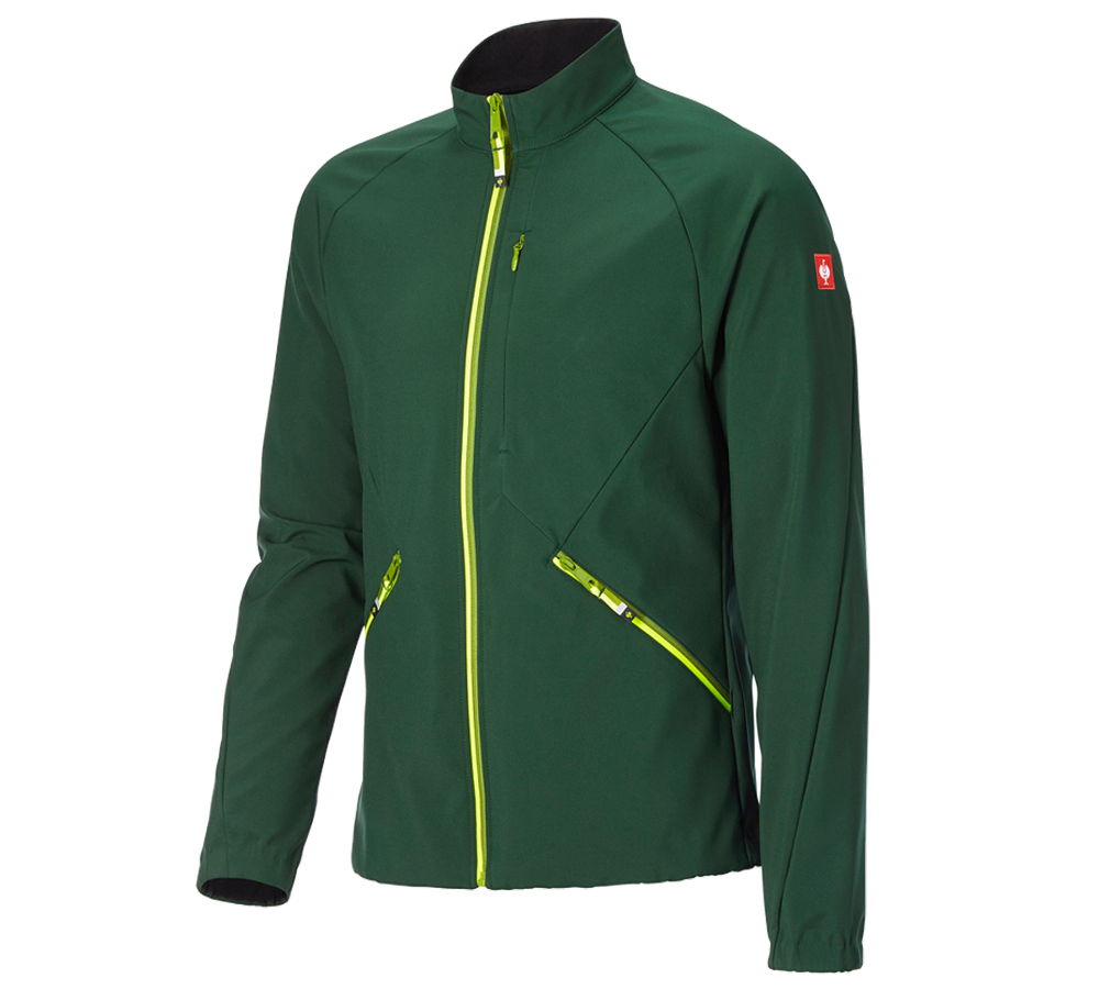 Clothing: Softshell jacket e.s.ambition + green/high-vis yellow