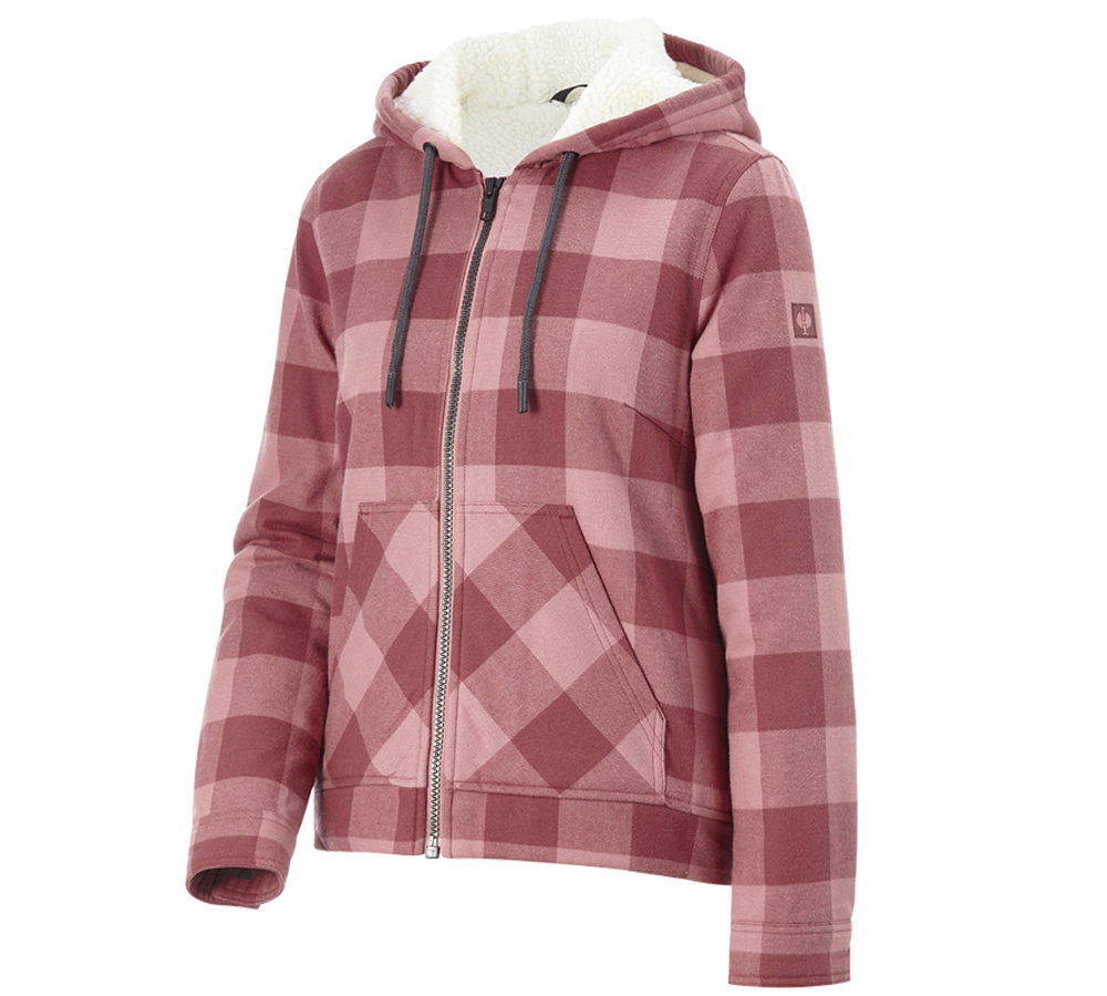 Work Jackets: Check-hooded jacket e.s.iconic, ladies' + quartz pink/oxidred