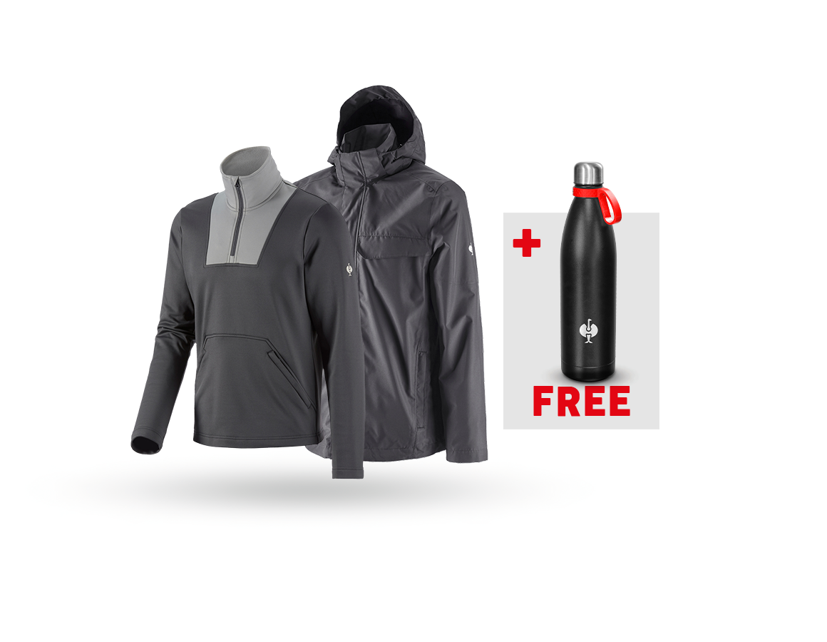 Clothing: SET: Rain jacket + Functional-troyer e.s.concrete + anthracite